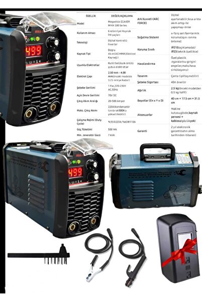 ekinler el aletleri Series İnvertor Dijital Kaynak Makinası EEA439 MMA-500