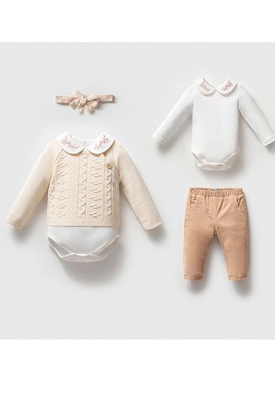 MixMax Bebe Baby Girl Knitwear Sweater Organiz 3-Piece Boxed Premium Set
