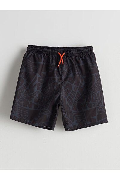 LC Waikiki LCW Kids Μαύρο Σορτς Παραλίας για αγόρια με προστασία UV Quick Dry