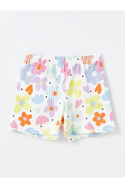 LC Waikiki Crew Neck Floral Girls' Shorts Pajamas Set