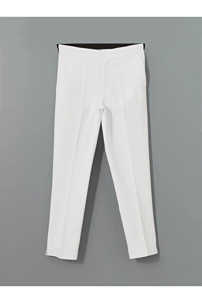 LC Waikiki White Elastic Waist Slim Fit Women's Trousers