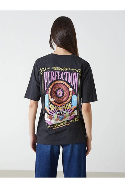 LC Waikiki Crew Neck Printed Oversize Women's T-Shirt