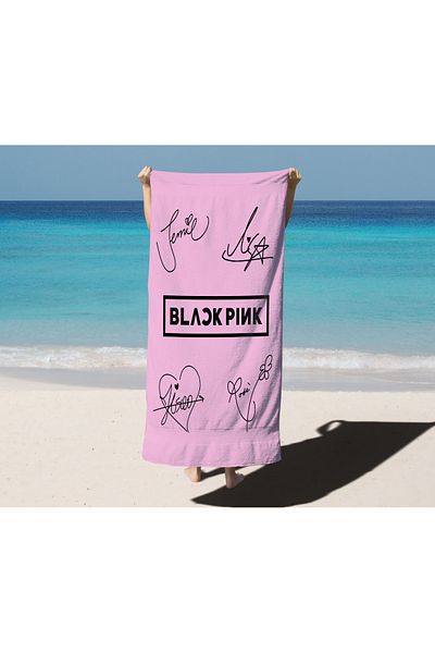 Home 3D Digital Black Pink Themed Beach Towel