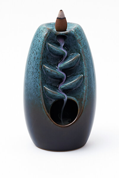 Hyge Mavi Seramik Şelale Tütsülük / Blue Ceramic Waterfall Backflow Incense B...