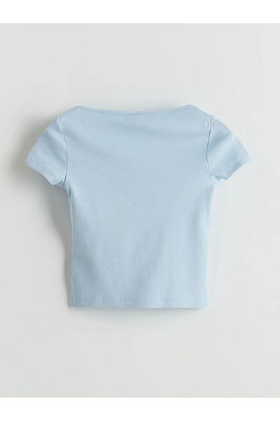 LC Waikiki Boat Neck Girl's Crop T-Shirt