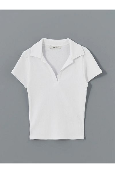 LC Waikiki Γυναικείο T-Shirt με υφή Polo Neck