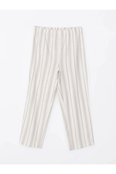 LC Waikiki Shirt Collar Print Short Sleeve Linen Blended Women's Pajamas Set