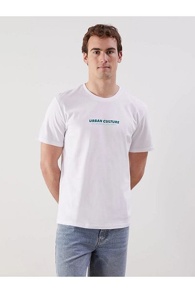 LC Waikiki Tricou pentru bărbați din bumbac pieptănat cu mânecă scurtă cu decolteu