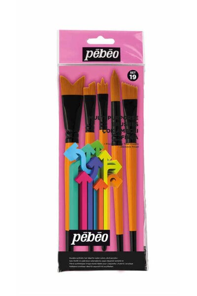 Pebeo Set-19 5-Piece Brush Set (1 Round-1 Wawe-1 Angle-1 Hatric)