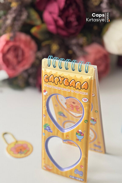 caps anlarınızı paylaştığınız ortağınız 1 قطعة دفتر ملاحظات وملصق (ملصق) على شكل كابيبارا مع سلسلة مفاتيح وتفاصيل على شكل قلب