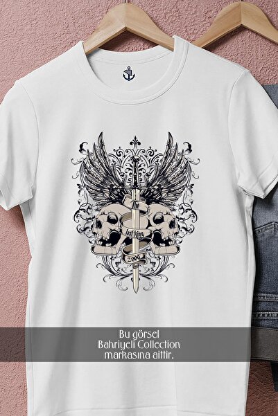 Bahriyeli Collection Μπλουζάκι Unisex με σχέδιο μεγάλου μεγέθους σπαθιού και κρανίων