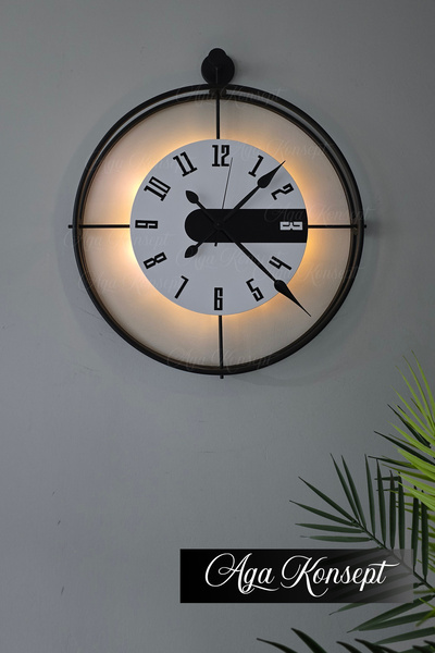 AGA KONSEPT LED'li SİYAH LATİN 3 La Clock Kristal (Büyük Boy 50 x 60 Cm) Mode...