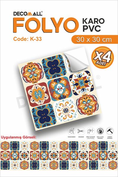 senavia farkınızı yansıtın K-33 Karo Folyo Kendinden Yapışkanlı Zemin Fayans Banyo Duvar Kaplama Suya Dayanıklı 30x30CM