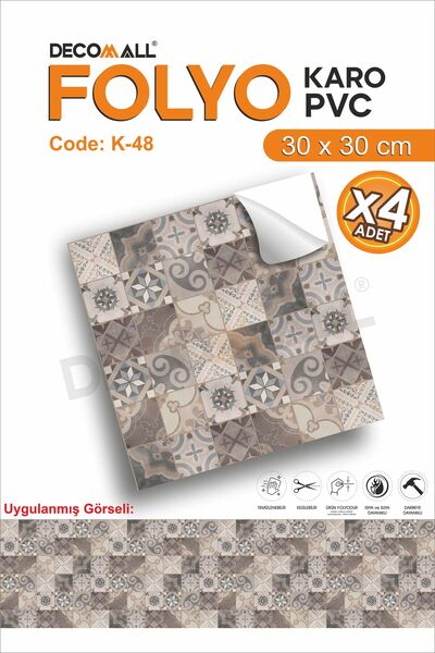 senavia farkınızı yansıtın K-48 Karo Folyo Kendinden Yapışkanlı Zemin Fayans Banyo Duvar Kaplama Suya Dayanıklı 30x30CM