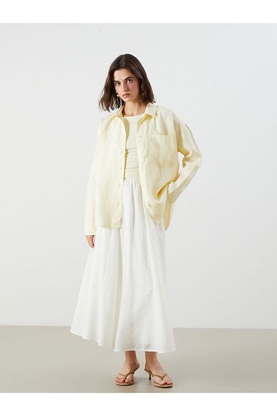 LC Waikiki 100% Linen Oversize Women's Shirt