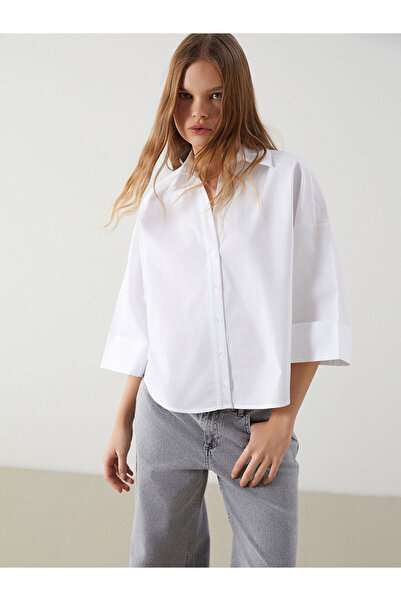 LC Waikiki Γυναικείο πουκάμισο Özmarka Νέας Σεζόν Oversize από ποπλίνα