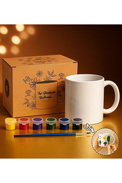 Bk Gift Kendi Kupanı Kendin Oluştur Boyanabilir Kupa Seti, Arkadaşa Hediye, S...