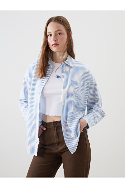 LC Waikiki Nevavm Striped Linen Blend Women's Shirt with a Difference