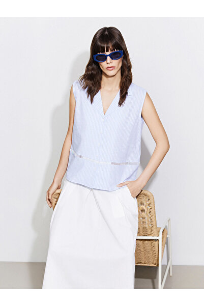 LC Waikiki Νέα σεζόν ριγέ γυναικείο πουκάμισο - S5KF84Z8