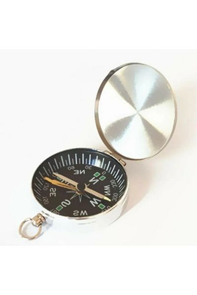 MBB ETİCARET Mini Portable Covered Pocket Watch Model Aluminum Needle Compass with Case G45-1