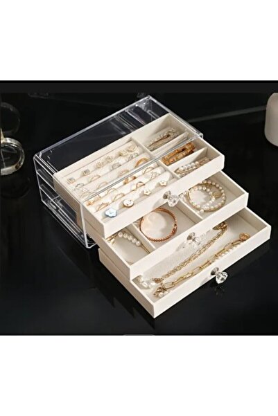 DEKORANLA Şık Çok Katlı Takı Düzenleyici, Gri Renkli ve Pratik Tasarım