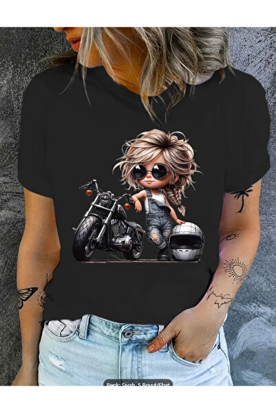 Marco Fresco Μπλουζάκι Unisex Biker Baby με στάμπα σε μεγάλο μέγεθος