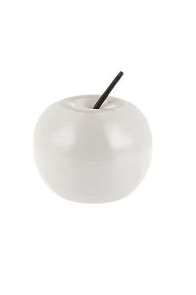 BREZIUM Decorative Apple with Stem, Ø8.5x7cm, White, BREZIUM
