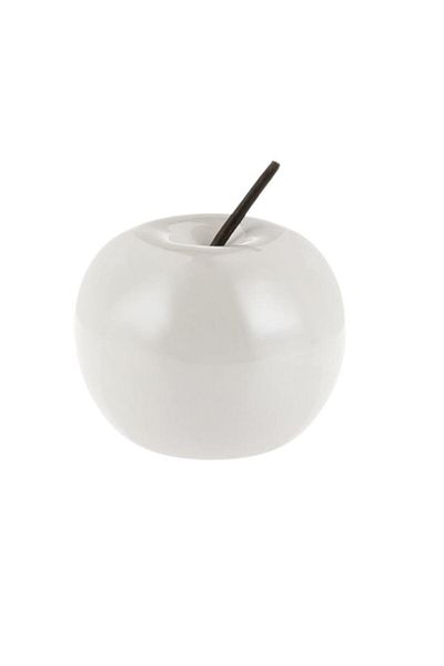 BREZIUM Decorative Apple with Stem, Ø8.5x7cm, White, BREZIUM
