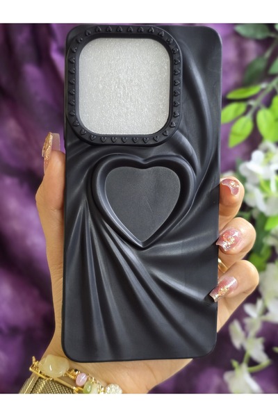 Magic Ring Tecno Spark 20 / Spark 20C Compatible 3D Heart Black Silicone Case