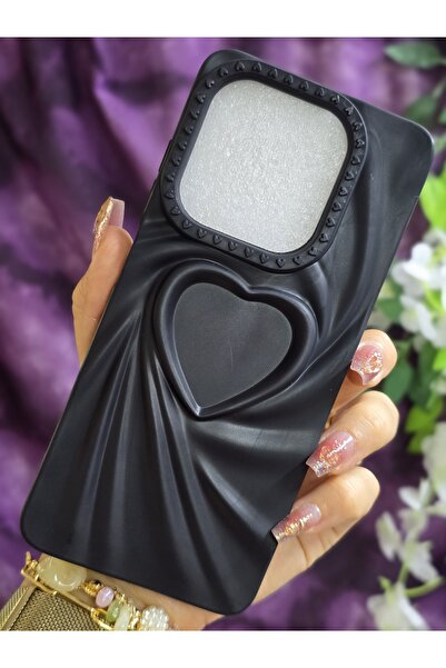 Magic Ring Tecno Spark 20 / Spark 20C Compatible 3D Heart Black Silicone Case