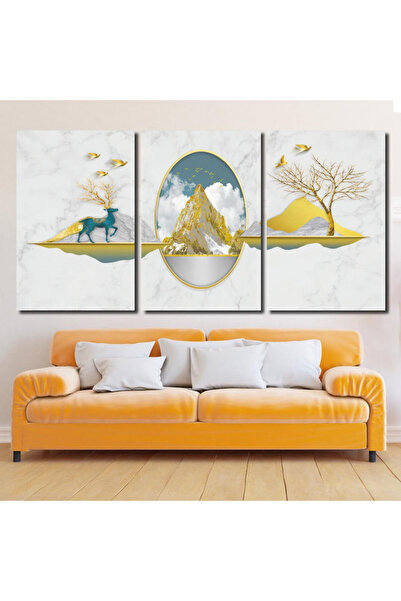 4gdran ثلاث لوحات قماشية فخمة بتصميم مودرن مع برواز بني مجوف