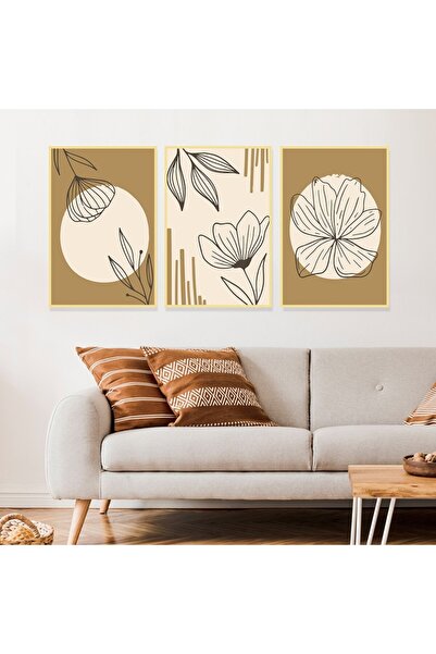 SND ثلاث لوحات قماشية بتصميم الفن البوهيمي مع برواز ذهبي مجوف