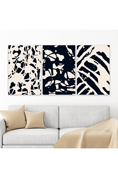 Marktna ثلاث لوحات قماشية فخمة بتصميم مودرن مع برواز شامبين مجوف