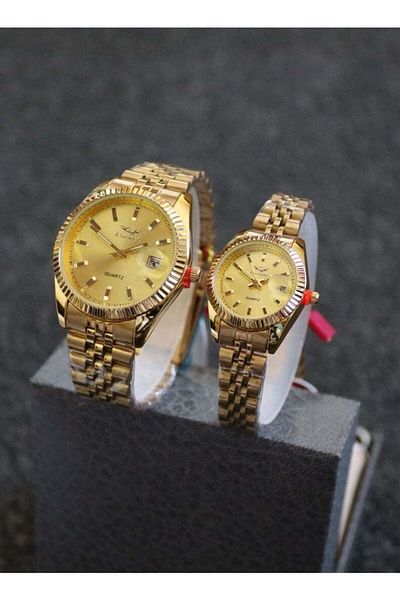LOREX Admax Set of Two Watches for Men and Women in Golden Color