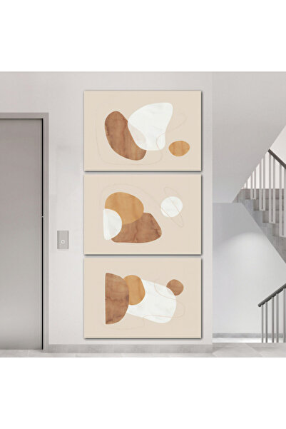 4gdran ثلاث لوحات قماشية بتصميم تجريدي مع برواز شامبين مجوف