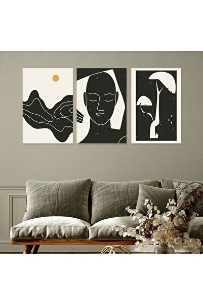 4gdran ثلاث لوحات قماشية بتصميم الفن البوهيمي مع برواز خشبي مخفي