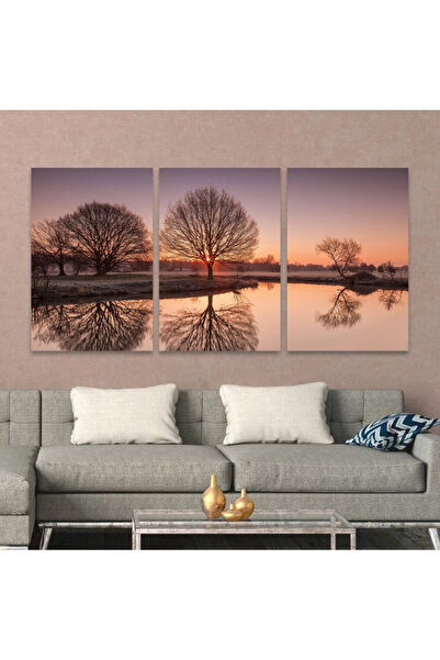 Marktna ثلاث لوحات قماشية بتصميم طبيعة مع برواز خشبي مخفي