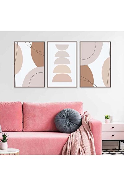 Marktna ثلاث لوحات قماشية بتصميم الفن البوهيمي مع برواز بني مجوف