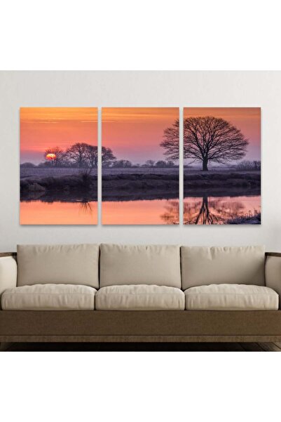 SND ثلاث لوحات قماشية فخمة بتصميم مودرن مع برواز شامبين مجوف