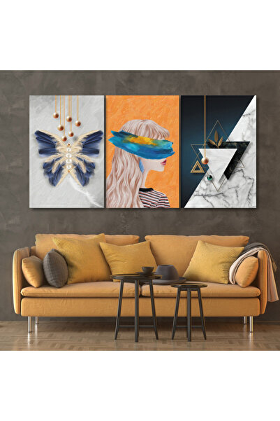 4gdran ثلاث لوحات قماشية فخمة بتصميم مودرن مع برواز أسود مجوف