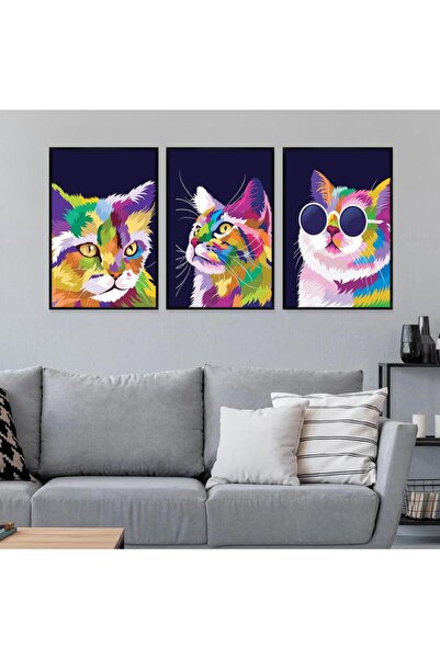 SND ثلاث لوحات قماشية بتصميم مودرن مع برواز أسود مجوف