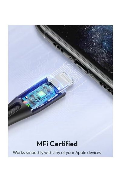 RavPower MFi Certified RPCB1018 TypeC To Lightning Cable 2M Nylon Black
