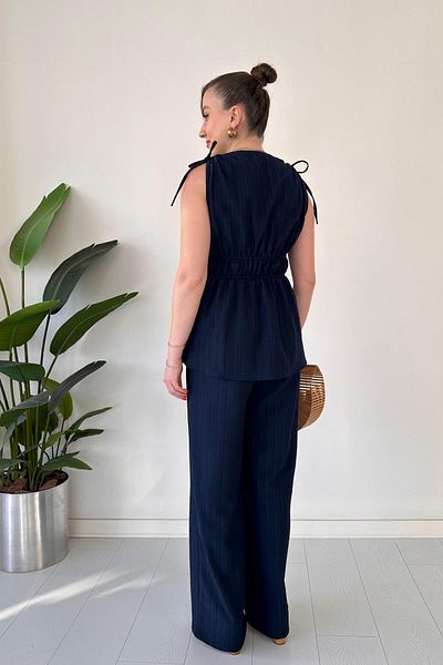 MaziButik Tied Double Suit Navy Blue