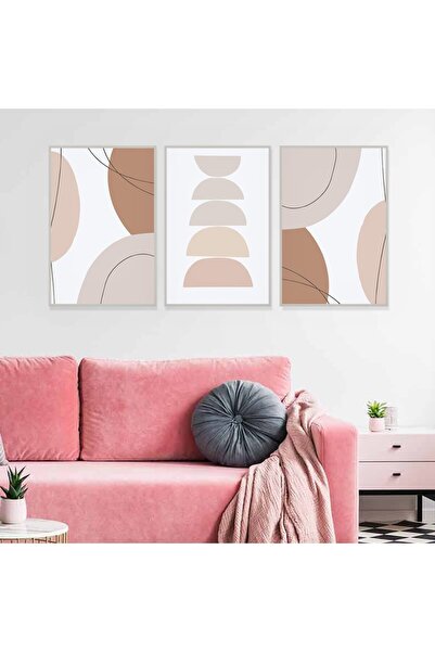 SND ثلاث لوحات قماشية بتصميم الفن البوهيمي مع برواز فضي مجوف