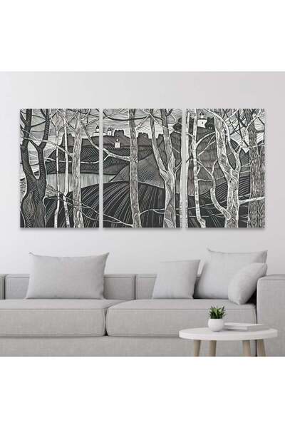 4gdran ثلاث لوحات قماشية فخمة بتصميم مودرن مع برواز بني مجوف