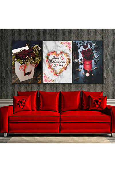 SND ثلاث لوحات قماشية لعيد الحب مع برواز شامبين مجوف