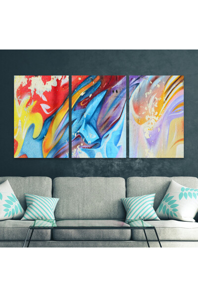 4gdran ثلاث لوحات قماشية فخمة بتصميم مودرن مع برواز شامبين مجوف