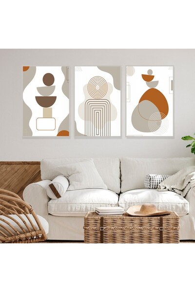 SND ثلاث لوحات قماشية بتصميم الفن البوهيمي مع برواز فضي مجوف