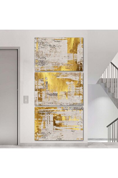 Marktna ثلاث لوحات قماشية بتصميم تجريدي مع برواز شامبين مجوف