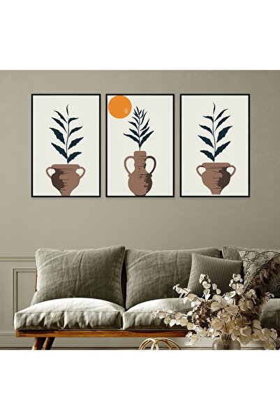 SND ثلاث لوحات قماشية بتصميم الفن البوهيمي مع برواز أسود مجوف